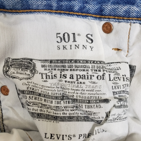 Levi's Premium 501 Skinny Button Fly Jeans Womens 25 - Picture 10 of 13